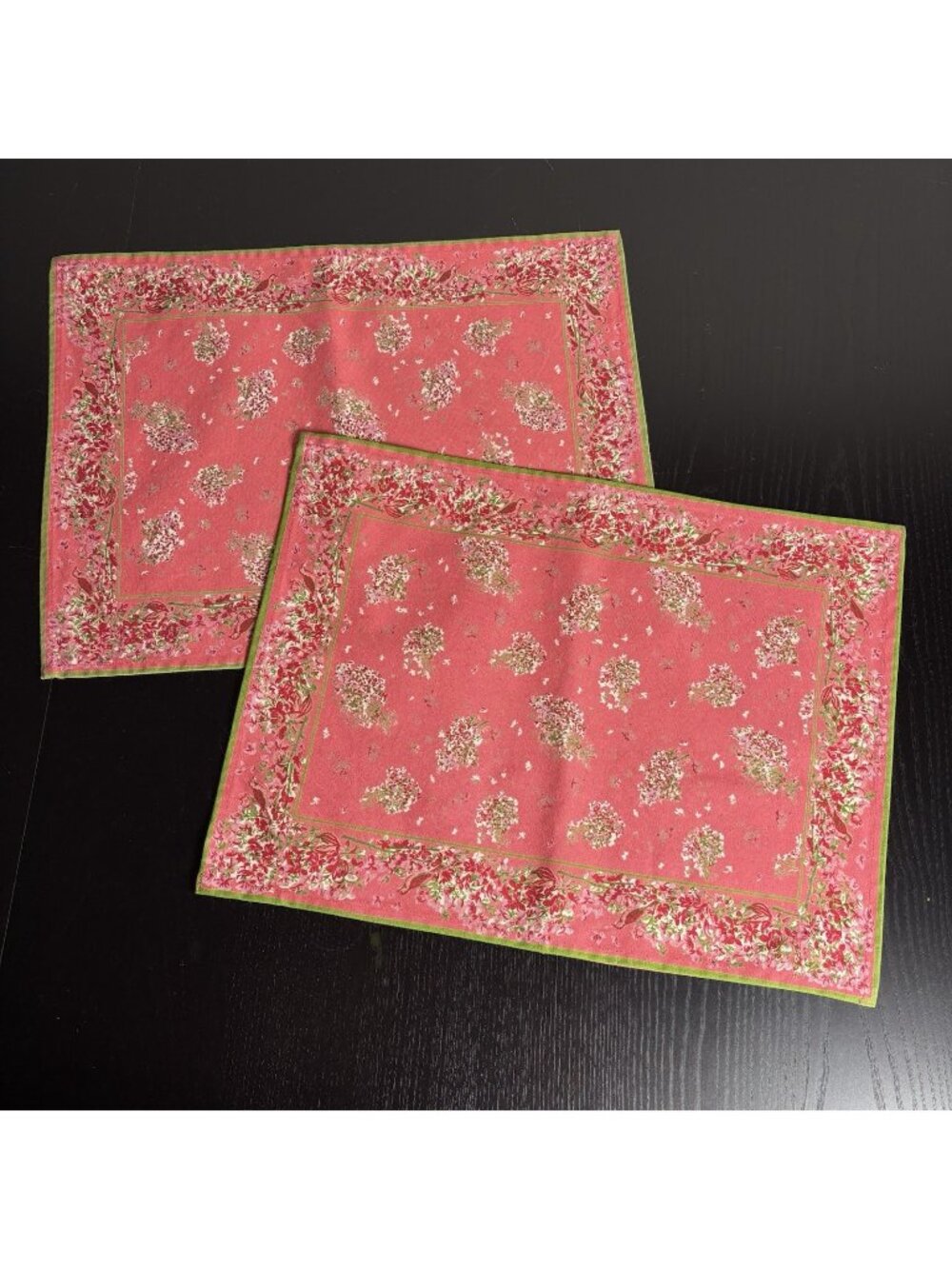 APRIL CORNELL/Cornell Trading Set of 2 Potpourri Coral Floral Placemats NEW
